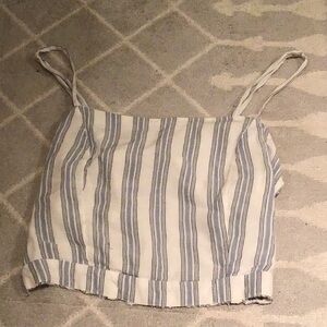 Kendall & Kylie White and Blue Striped Sleeveless Crop Camisole